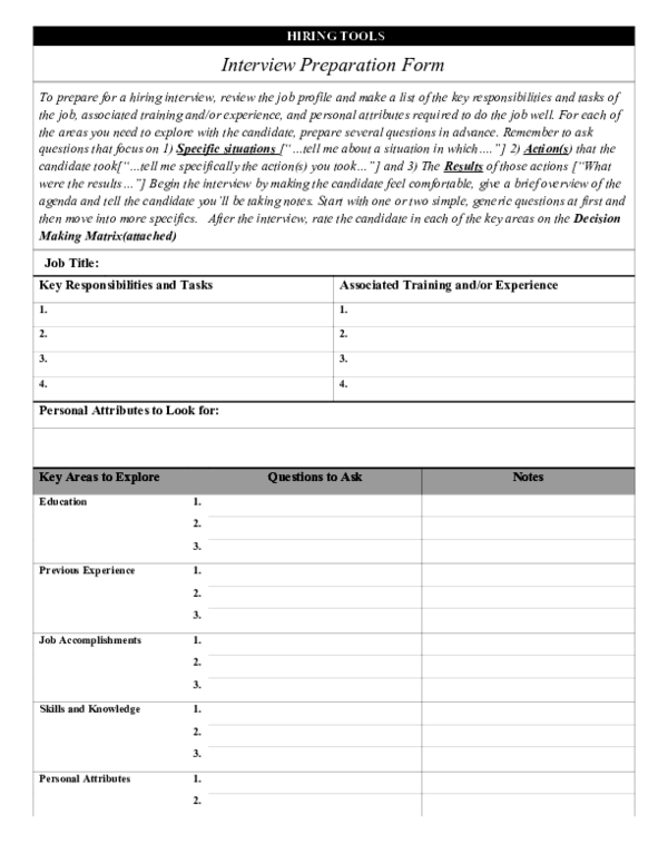 (DOC) A Simple(one-page) Interviewing Guide for Interviewers