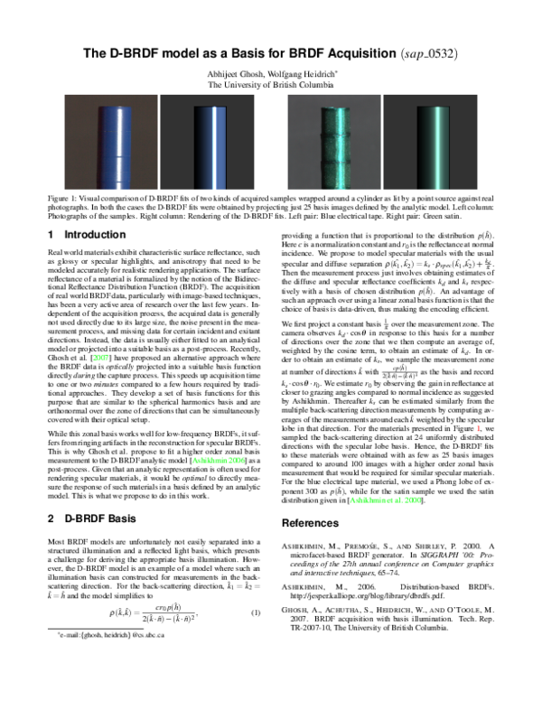 (PDF) The D-BRDF model as a Basis for BRDF Acquisition (sap 0532)