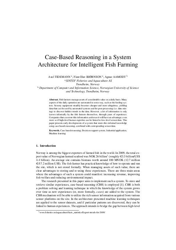 (PDF) Case-based reasoning in a system architecture for intelligent ...