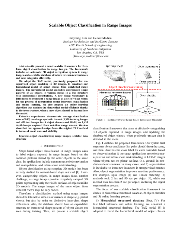 (PDF) Scalable Object Classification in Range Images