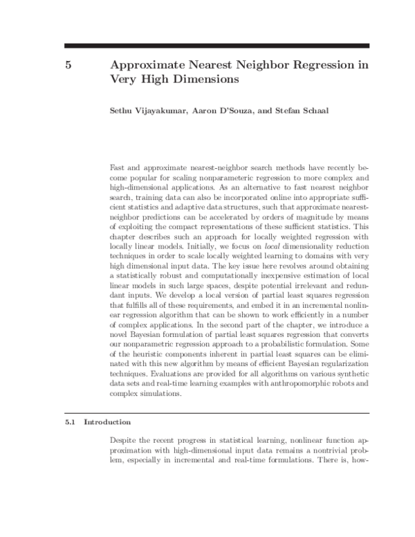 (PDF) Approximate nearest neighbor regression in very high dimensions