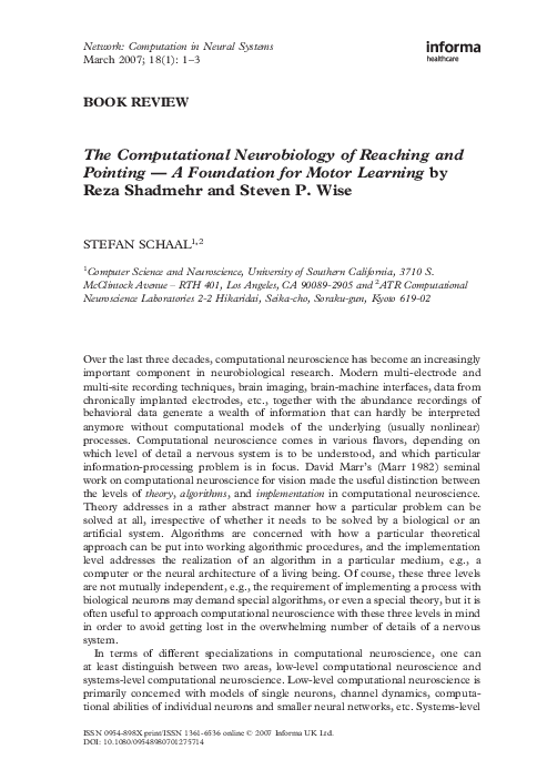 PDF) The Computational Neurobiology of Reaching and Pointing-A  