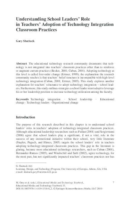 (PDF) Understanding School Leaders’ Role in Teachers’ Adoption of ...