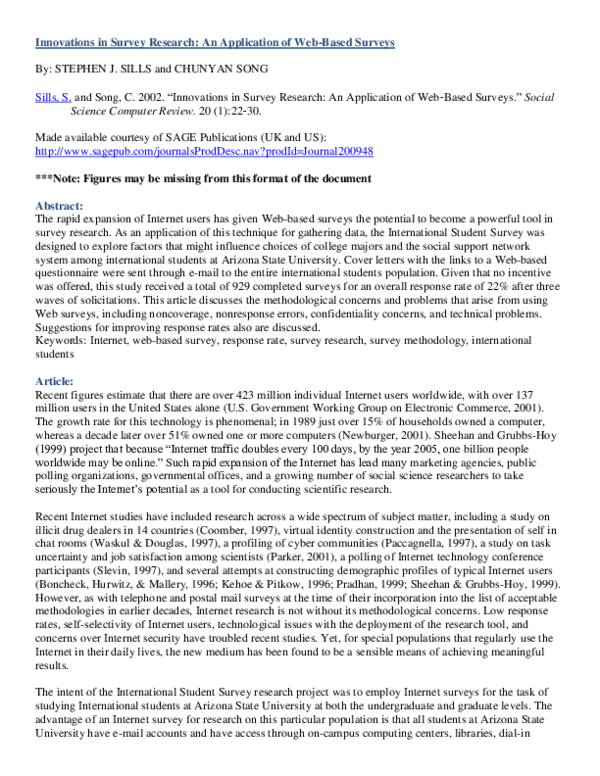 (PDF) Innovations in survey research an application of web-based surveys