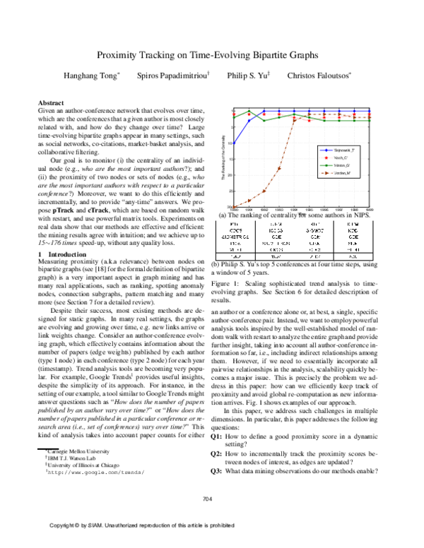 (PDF) Proximity tracking on time-evolving bipartite graphs