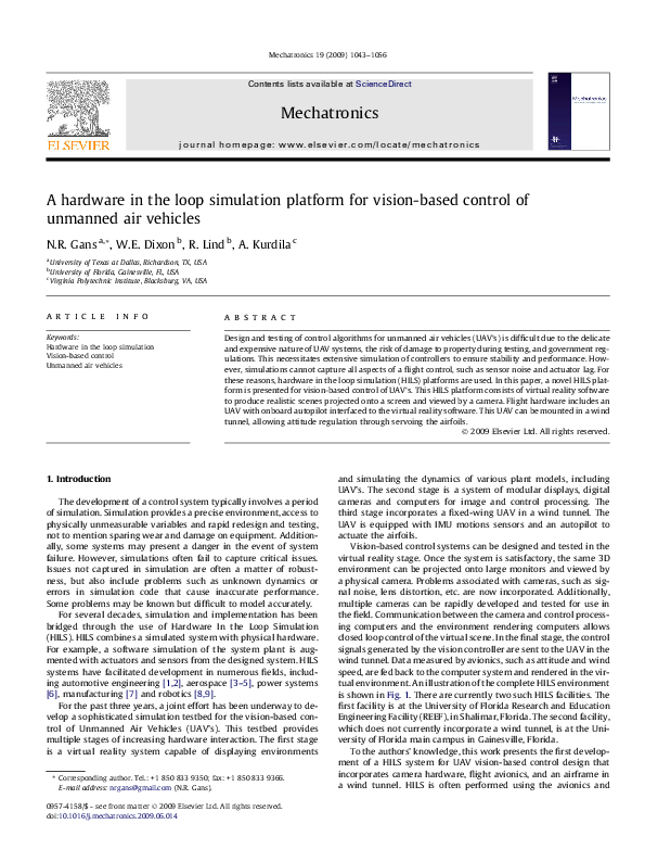 (PDF) A hardware in the loop simulation platform for vision-based ...