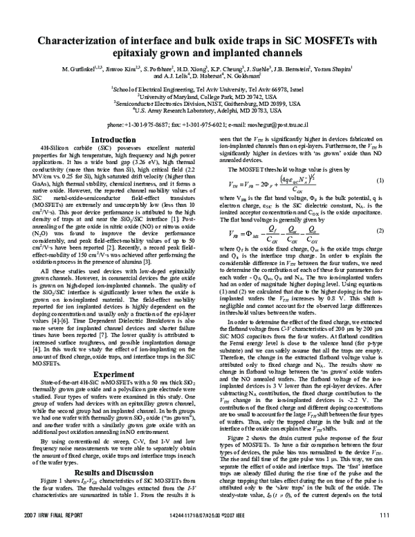 (PDF) Characterization of interface and bulk oxide traps in SiC MOSFETs ...
