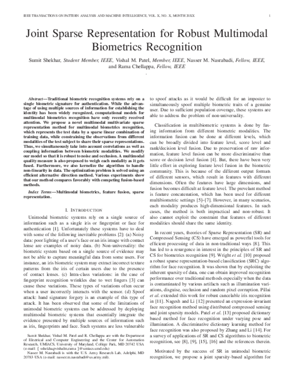 (PDF) Joint Sparse Representation for Robust Multimodal Biometrics ...
