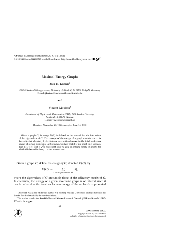  pdf maximal energy graphs