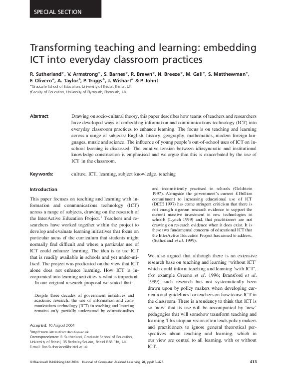 (PDF) Transforming teaching and learning: embedding ICT into everyday ...