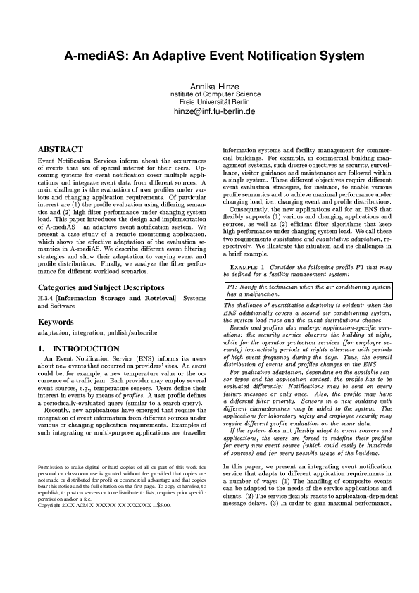 (PDF) A-mediAS: an adaptive event notification system