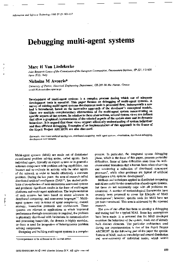 (PDF) Debugging multi-agent systems