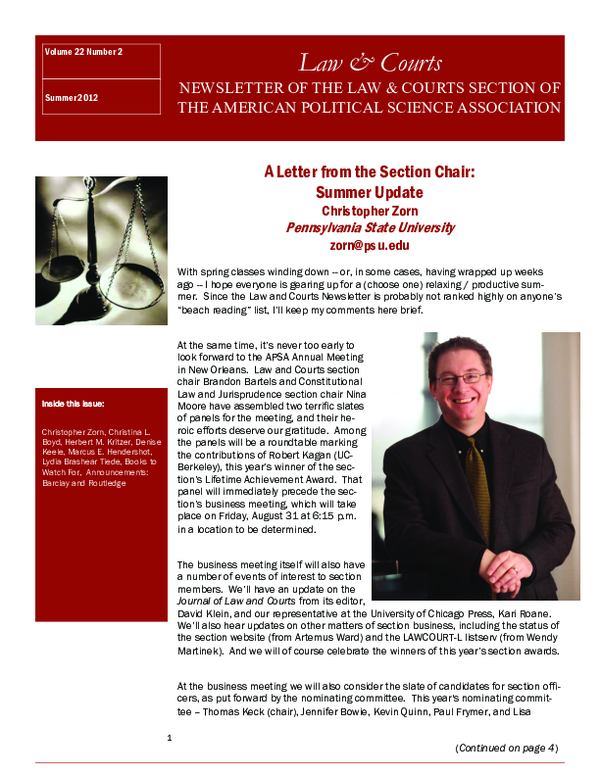(PDF) NEWSLETTER OF THE LAW & COURTS SECTION OF THE AMERICAN POLITICAL ...