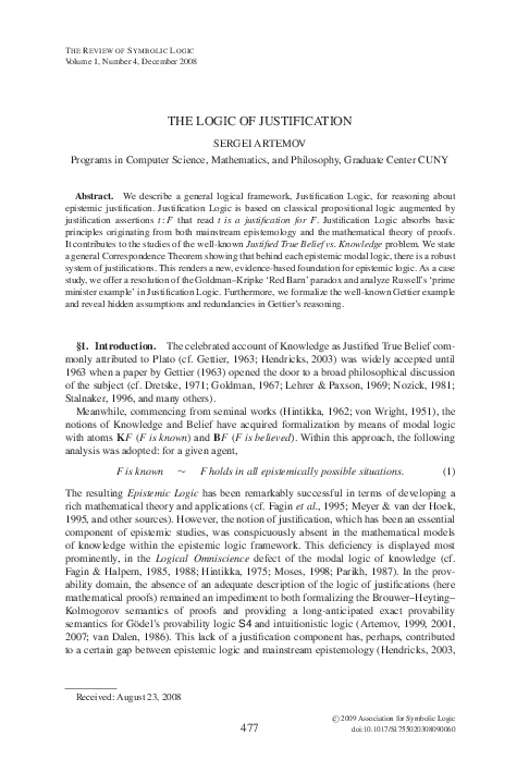 (PDF) The logic of justification