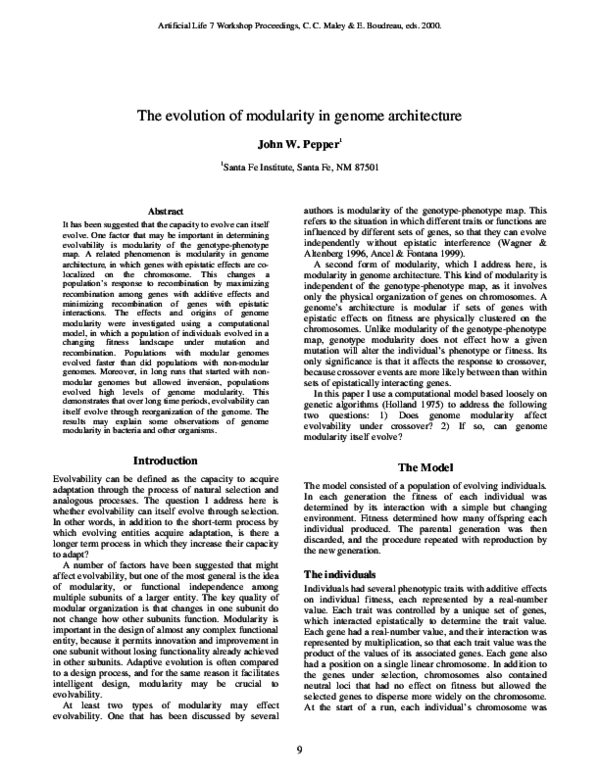 (PDF) The evolution of modularity in genome architecture