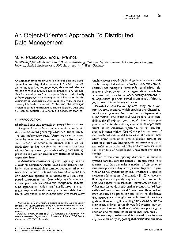 (PDF) An object-oriented approach to distributed data management