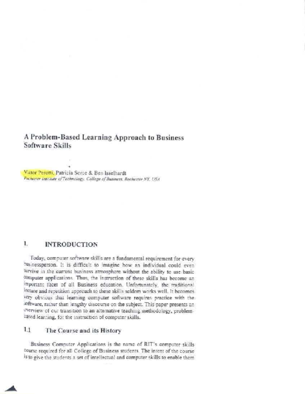 (PDF) A Problem-based learning approach to business software skills