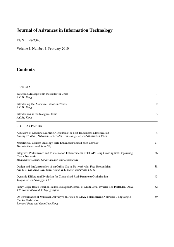 PDF) Journal of Advances in Information Technology