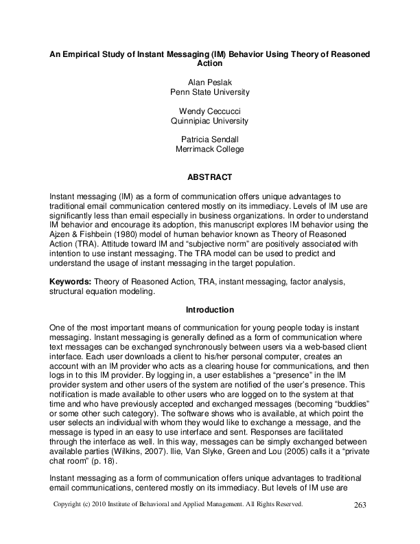(PDF) An empirical study of instant messaging (IM) behavior using ...