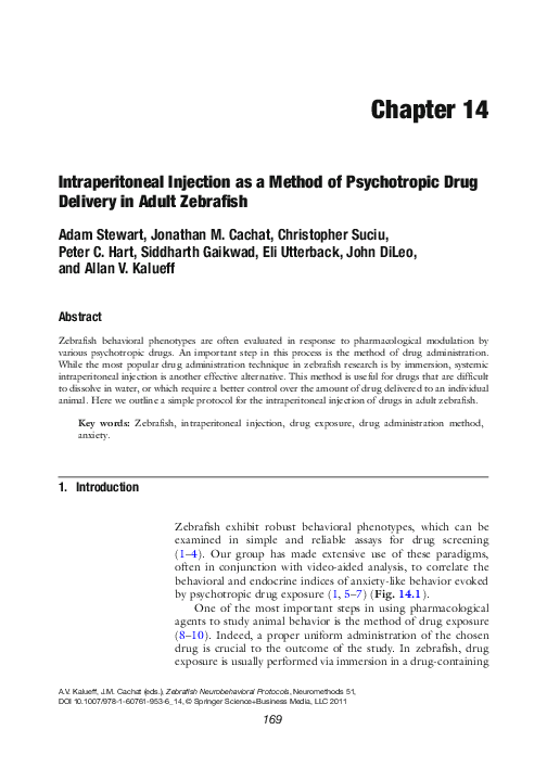 (PDF) Intraperitoneal injection as a method of psychotropic drug ...