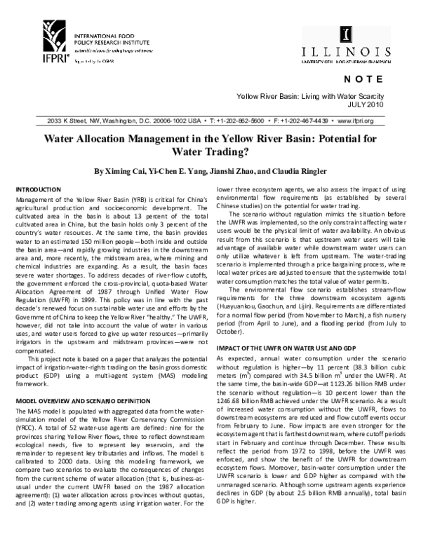 (PDF) Water Allocation Management in the Yellow River Basin: Potential ...