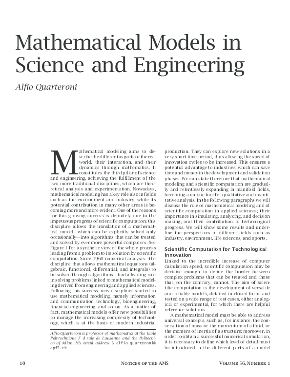(PDF) Mathematical models in science and engineering