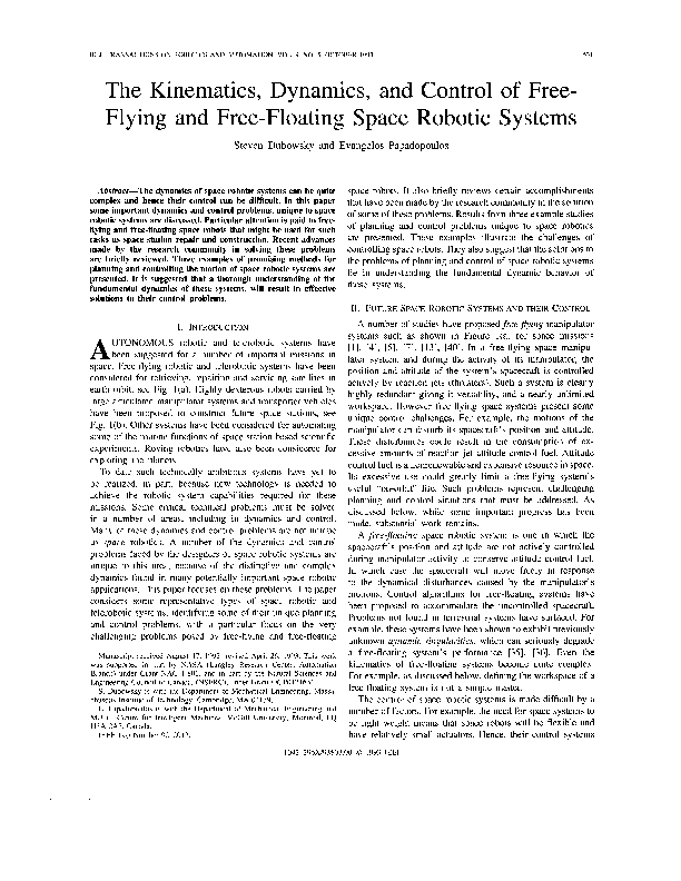 (PDF) The kinematics, dynamics, and control of free-flying and free ...