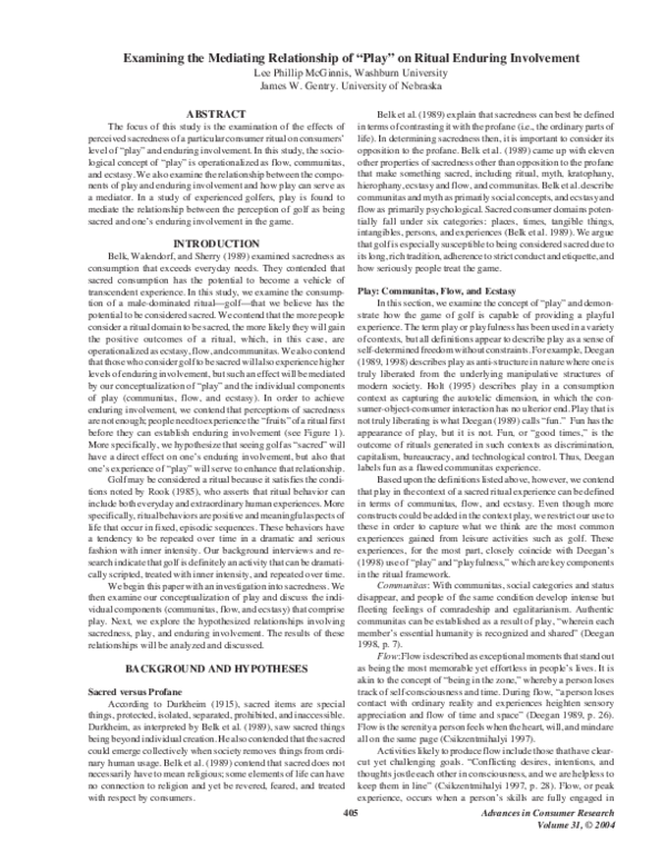(PDF) ‘Examining the Mediating Relationship of ‘Play’on Ritual Enduring ...