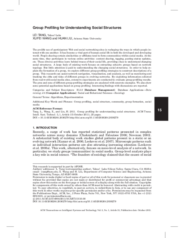 (PDF) Group profiling for understanding social structures