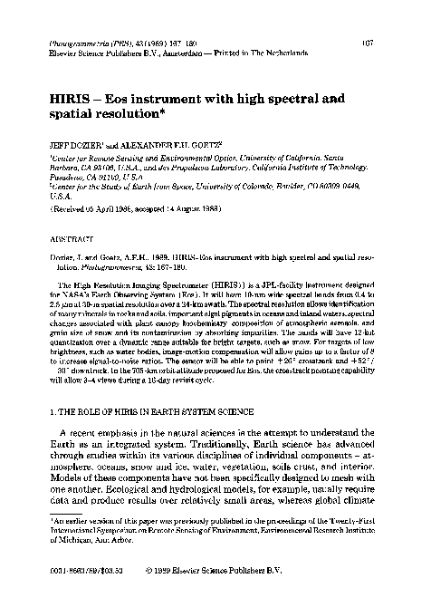 (PDF) HIRIS—Eos instrument with high spectral and spatial resolution