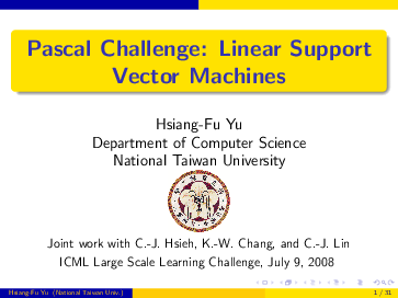 (PDF) Pascal Challenge: Linear Support Vector Machines