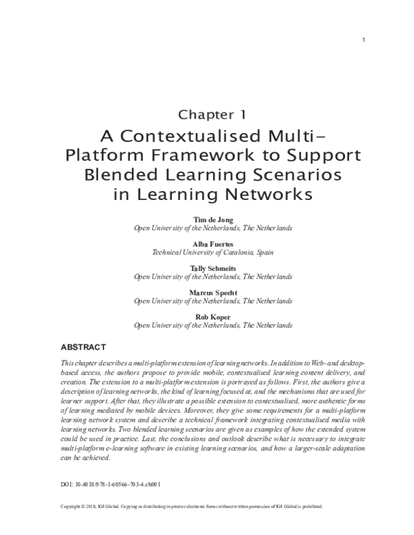(PDF) A Contextualised Multi-Platform Framework to Support Blended ...