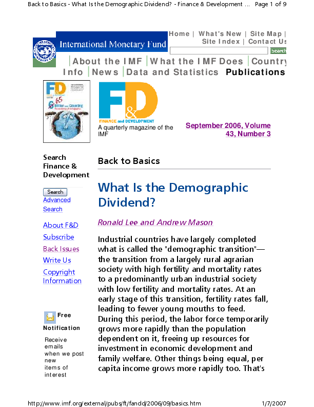  PDF What Is The Demographic Dividend Ronald Lee Academia edu