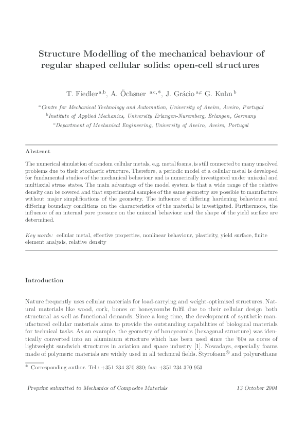 (PDF) Structure Modelling of the mechanical behaviour of regular shaped ...