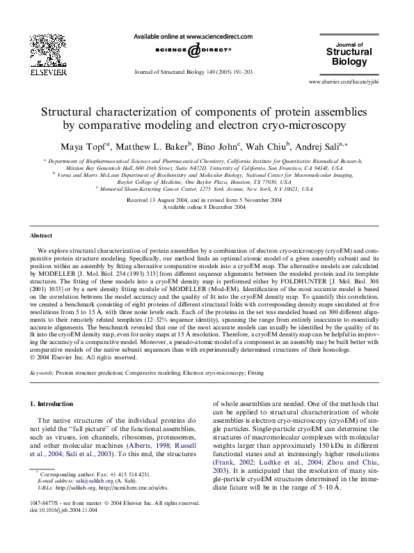 (PDF) Structural characterization of components of protein assemblies ...