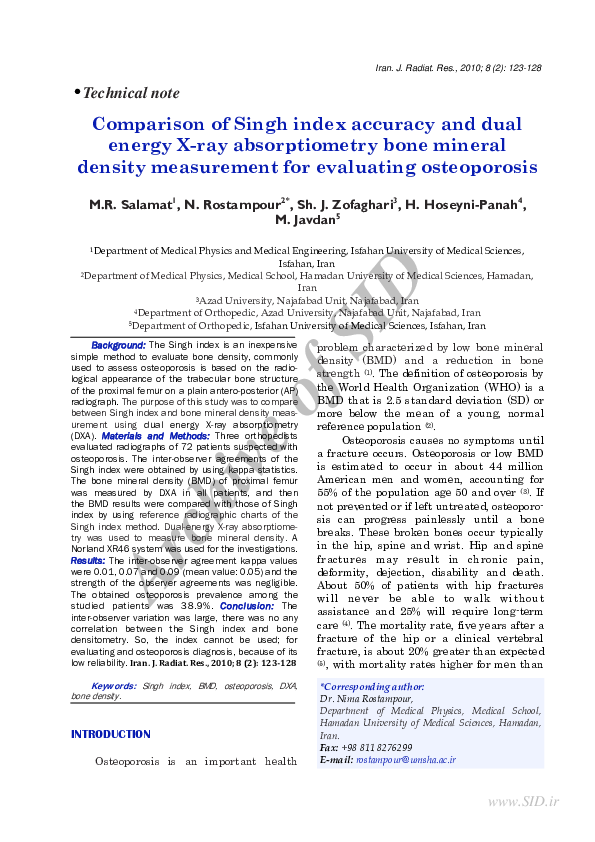 (PDF) Comparison of Singh index accuracy and dual energy X-ray ...