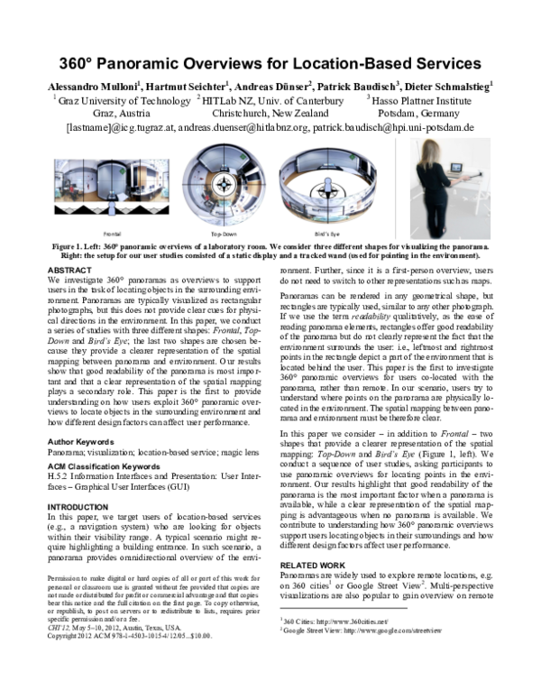 (PDF) 360° panoramic overviews for location-based services