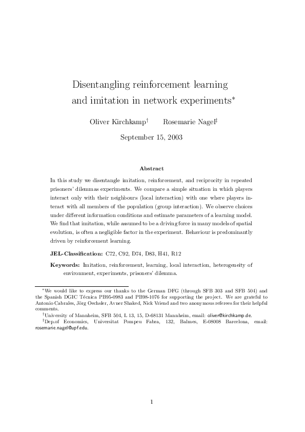 (PDF) Disentangling reinforcement learning and imitation in network ...