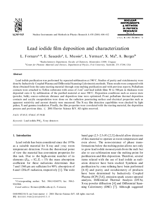 (PDF) Lead iodide film deposition and characterization Arnold Burger