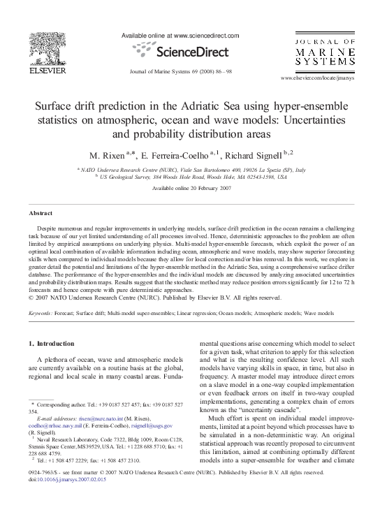 (PDF) Surface drift prediction in the Adriatic Sea using hyper-ensemble ...