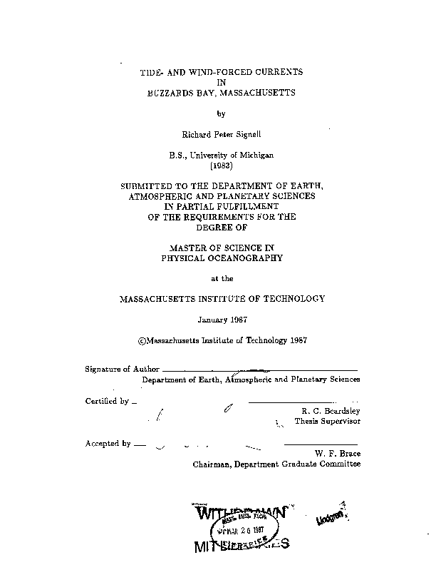 (PDF) Tideand windforced currents in Buzzards Bay, Massachusetts