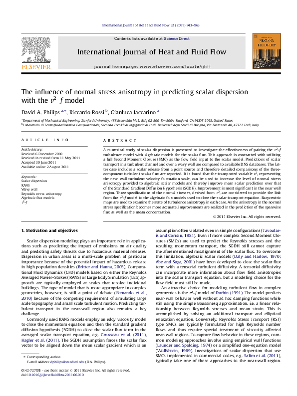 (PDF) The influence of normal stress anisotropy in predicting scalar ...