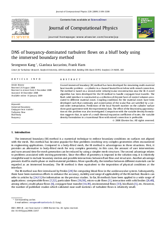 (PDF) DNS of buoyancy-dominated turbulent flows on a bluff body using ...