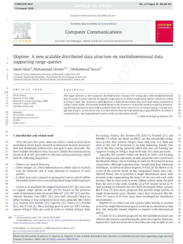 (PDF) Skiptree: A new scalable distributed data structure on ...