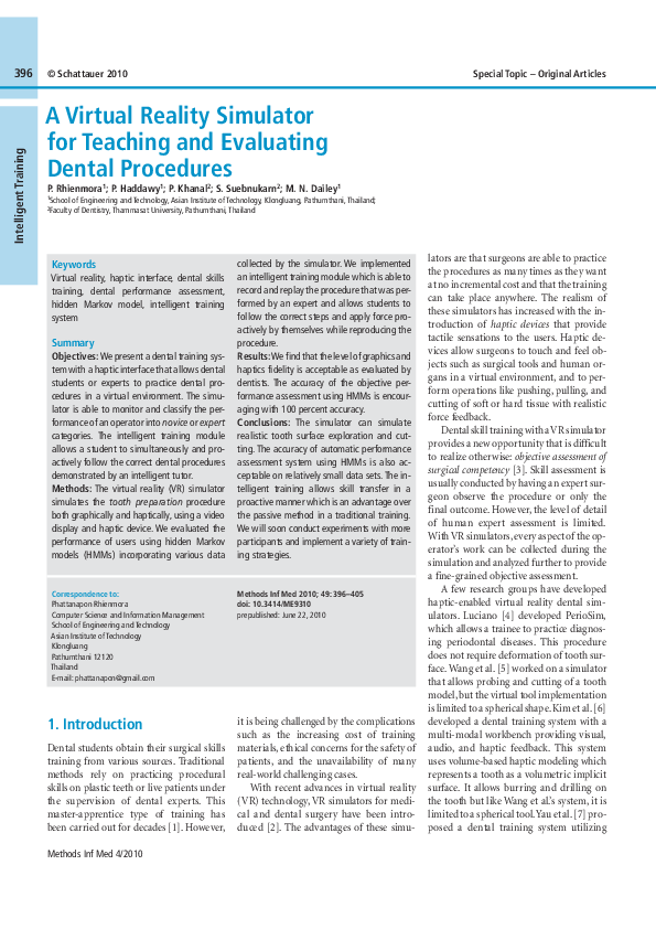 (PDF) A virtual reality simulator for teaching and evaluating dental ...