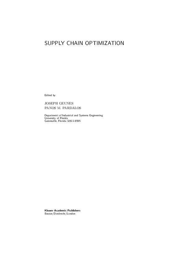 (PDF) Supply chain optimization