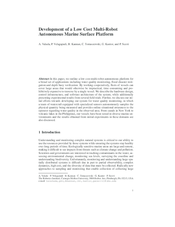 (PDF) Development of a Low Cost Multi-Robot Autonomous Marine Surface ...