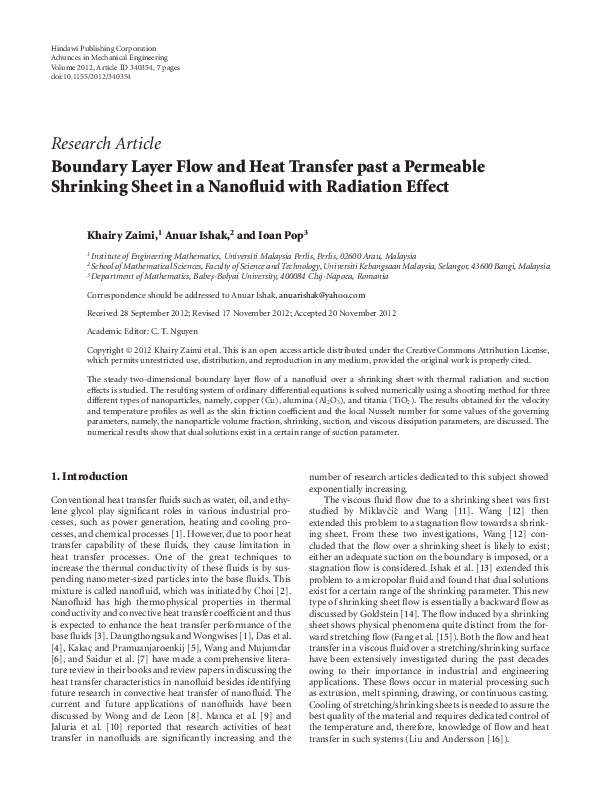 (PDF) Boundary Layer Flow and Heat Transfer past a Permeable Shrinking ...