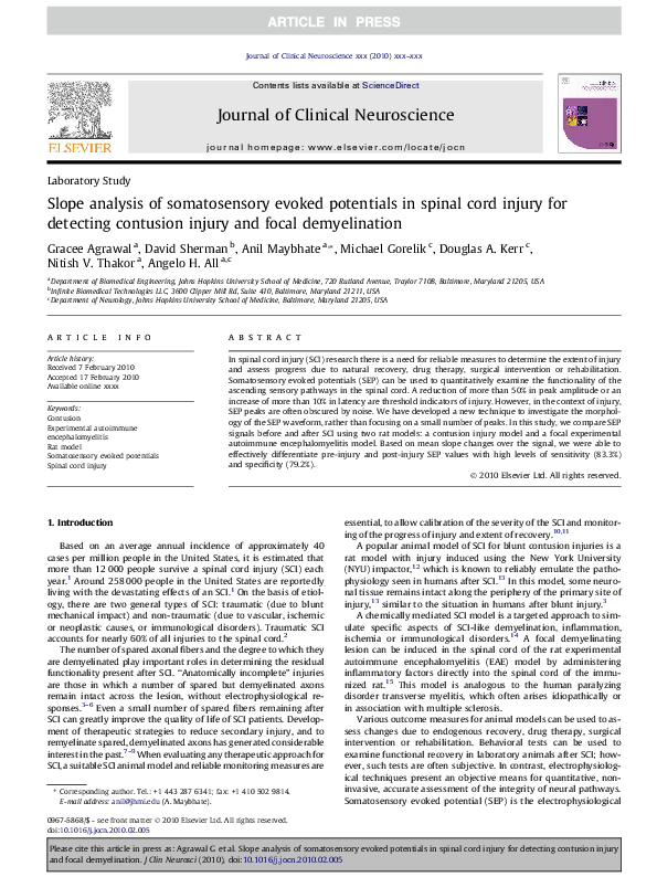 (PDF) Slope analysis of somatosensory evoked potentials in spinal cord ...