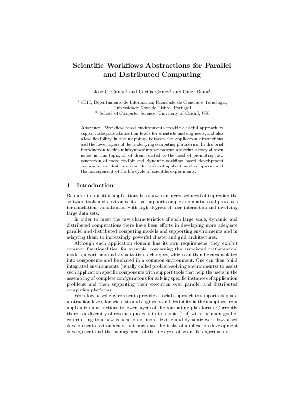 (PDF) Scientific Workflows Abstractions for Parallel and Distributed ...